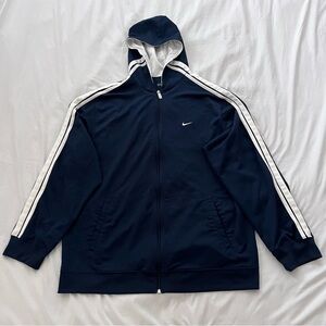 Y2K 00s Nike Track Jacket Warm Up Swoosh Stripe Sleeve Mens Size 2XL Blue